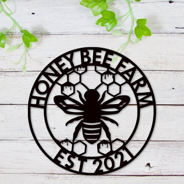 Metal Bee Sign | Customizable Weatherproof Door Hanger